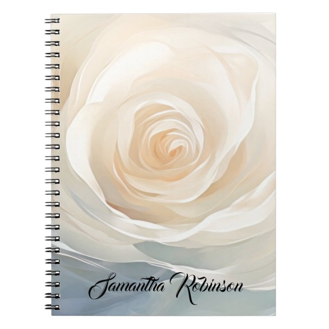 Carnet Rose blanche peinture abstraite (Devant)