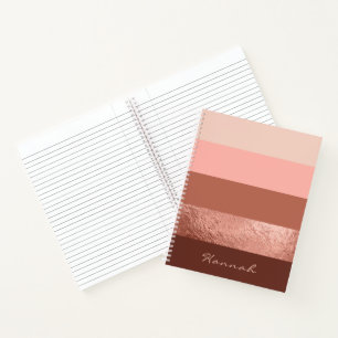 Carnet Rose Blush personnalisé Gold Wide Stripes Chic