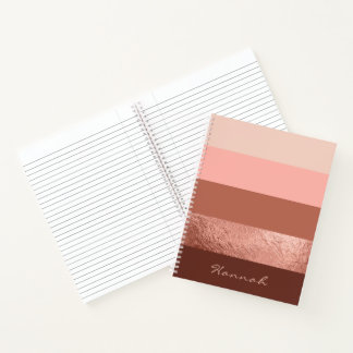 Carnet Rose Blush personnalisé Gold Wide Stripes Chic
