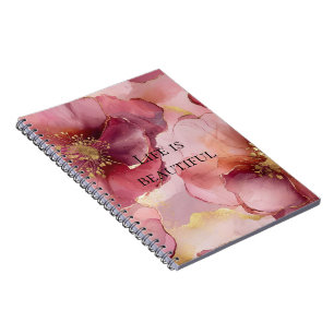 Carnet Rose Bouquet Floral Burgundy Rose Dorée