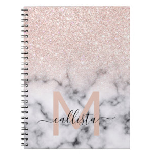 Carnet Rose brillant Parties scintillant or  Marbre Ombre