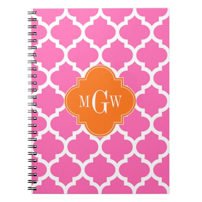 Carnet Rose chaud #2 Marocain #5 Citrouille 3 Monogramme  (Devant)