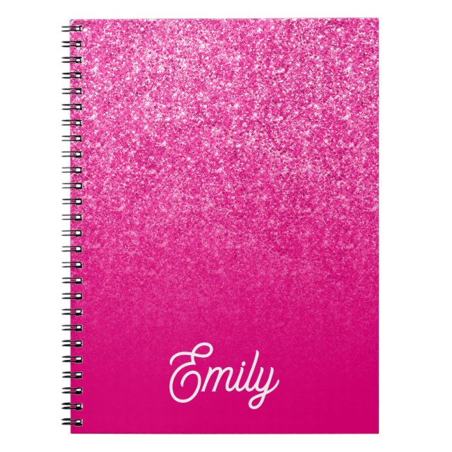 Carnet Rose Chaud Luxe Paillettes et Ombre (Devant)