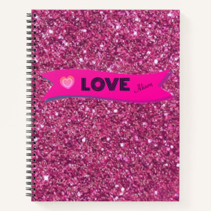 Carnet Rose Chaud Pailleté AMOUR Saint-Valentin Cœur Fémi