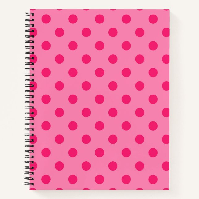 Carnet Rose Chaud Sur Pois Rose Design Motif (Devant)