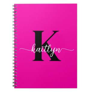 Carnet Rose Chaude Monogramme Noir