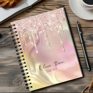 Carnet Rose chic à la licorne parties scintillant à goutt