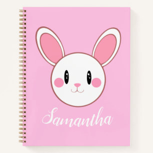 Carnet Rose Chic Moderne Cute Fluffé Lapin Lapin
