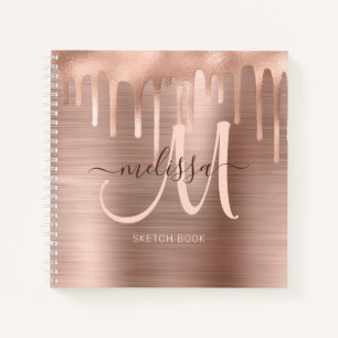 Carnet Rose Chic Or brossé Métal Blush Monogramme Croqu