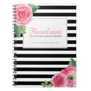 Carnet rose chic personnalisable de roses