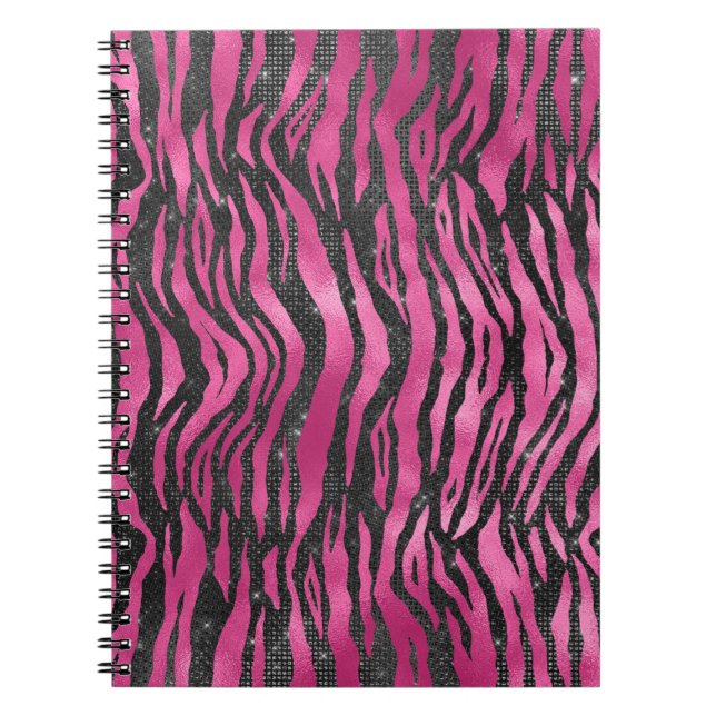 Carnet Rose Clair et Imprimé Animal Glamour Noir (Devant)
