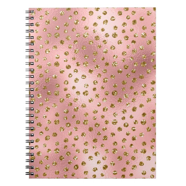 Carnet Rose Clair Ombré & Or Glam Paillettes Points Polka (Devant)