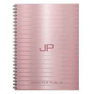 Carnet Rose classique élégant Modèle de monogramme or