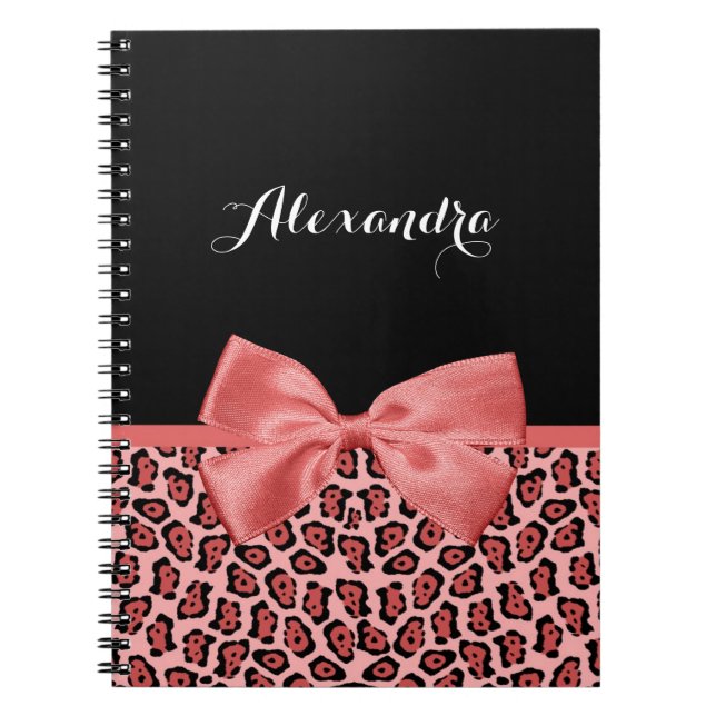 Carnet Rose Corail Arc Léopard (Devant)