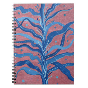 Carnet Rose d'algues bleues Taupe sous l'eau Absract Flor