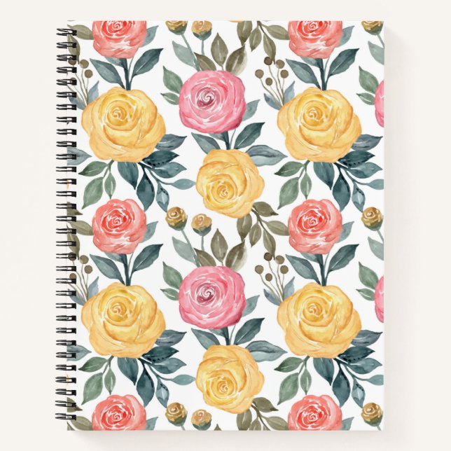 Carnet Rose d'aquarelle rose et jaune (Devant)