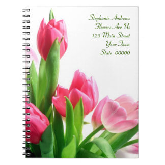 Carnet rose de bouquet de tulipe