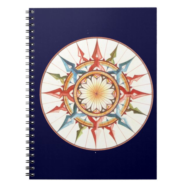 Carnet rose de boussole - mandala (Devant)
