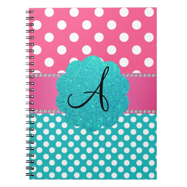 Carnet Rose de diamants de pois de monogramme (Devant)