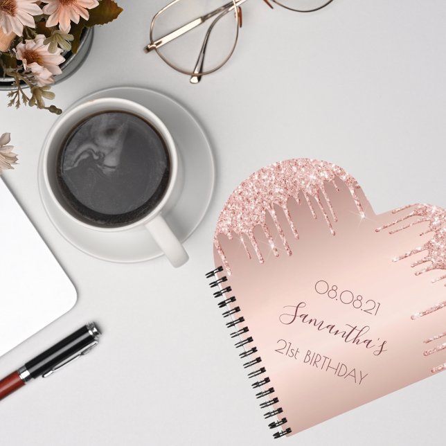 Carnet Rose de fête d'anniversaire gouttes d'or (Créateur téléchargé)