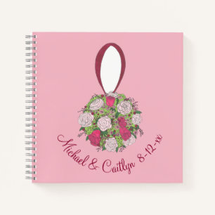 Carnet Rose de fleurs de Mariage rose personnalisé