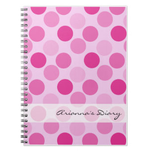 Carnet rose de journal intime de point de polka