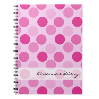Carnet rose de journal intime de point de polka