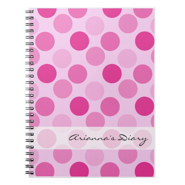 Carnet rose de journal intime de point de polka (Devant)