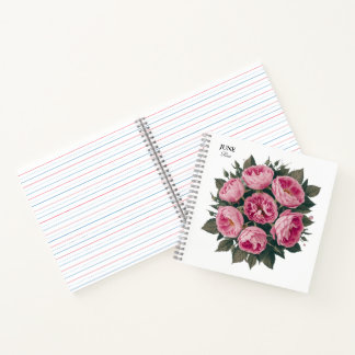 Carnet Rose de juin : Fleur d'anniversaire personnalisée