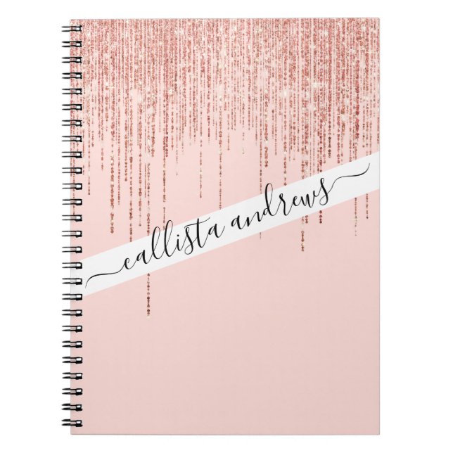 Carnet Rose de luxe Gold Sparkly Glitter Fringe (Devant)