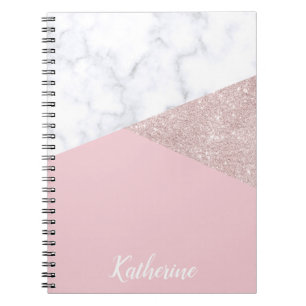 Carnet Rose de marbre blanc de parties scintillantes