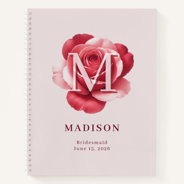 Carnet Rose de mariage personnalisée avec nom et date de  (Devant)