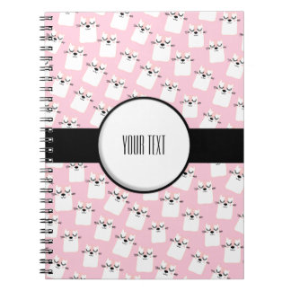 Carnet rose de motif de chat