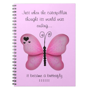 Carnet rose de papillon