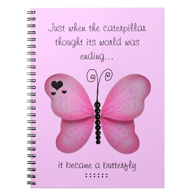 Carnet rose de papillon (Devant)