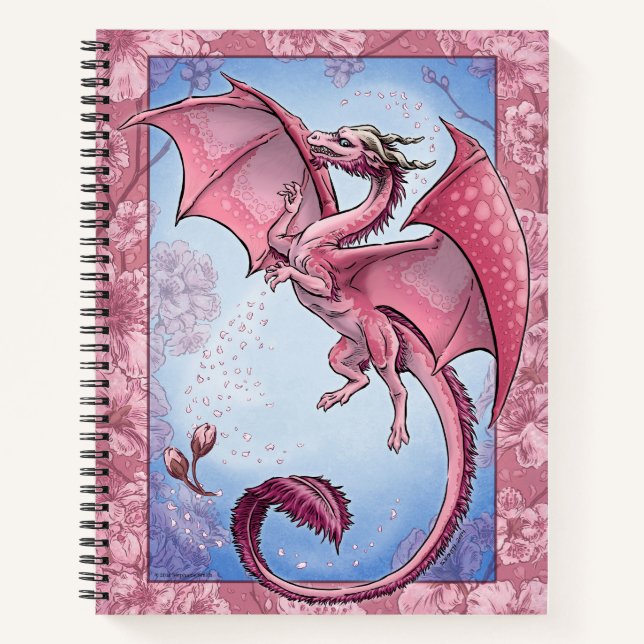 Carnet Rose "Dragon of Spring" Fleurs Imaginaire Art (Devant)