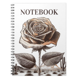 Carnet Rose du désert, fleur botanique vintage