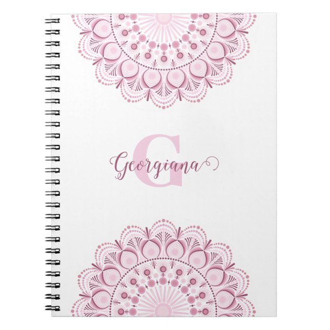 Carnet Rose Dusky Personnalisé Confetti Lace Dot Mandala (Devant)