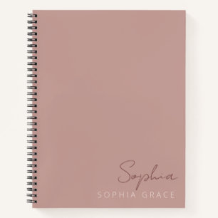 Carnet Rose Dusty customisé Monogramme moderne Nom