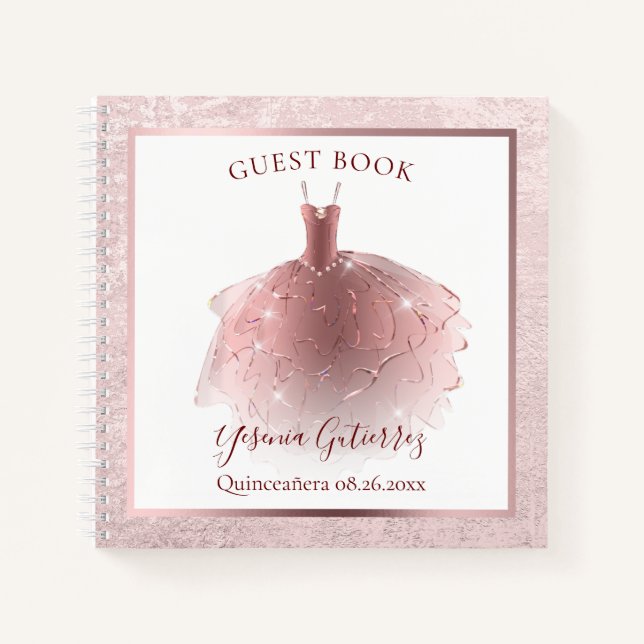 Carnet Rose élégant budget Gold Quinceañera robe invité (Devant)