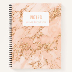 Carnet Rose en marbre rose Or Composition personnalisée