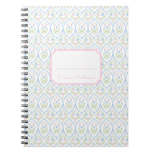 Carnet Rose et Bleu Floral Grandmillennial (Devant)