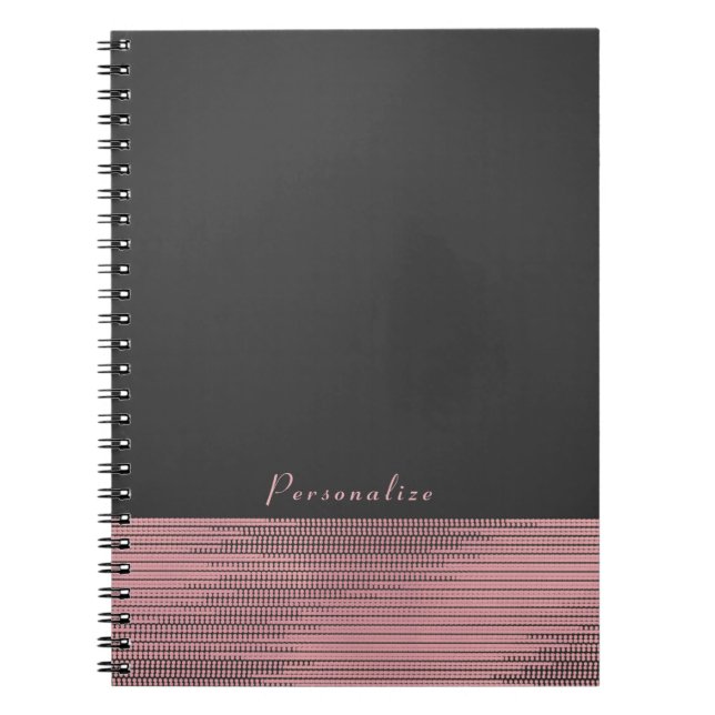 Carnet Rose et gris moderne glamour paillettes chic éléga (Devant)