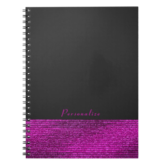 Carnet Rose et gris moderne glamour paillettes chic éléga (Devant)