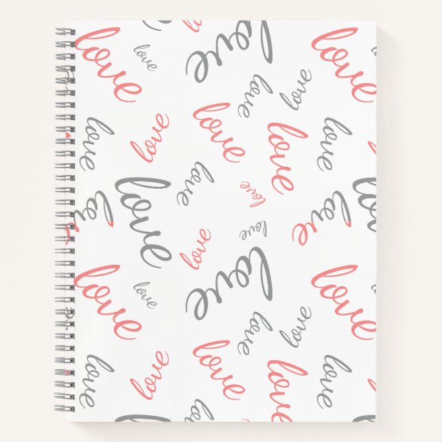 Carnet Rose et Gris Romantiques Amour Script Calligraphiq (Devant)