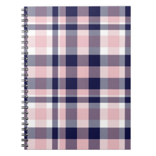 Carnet Rose et marine Plaid, à damiers, tartan sans soudu