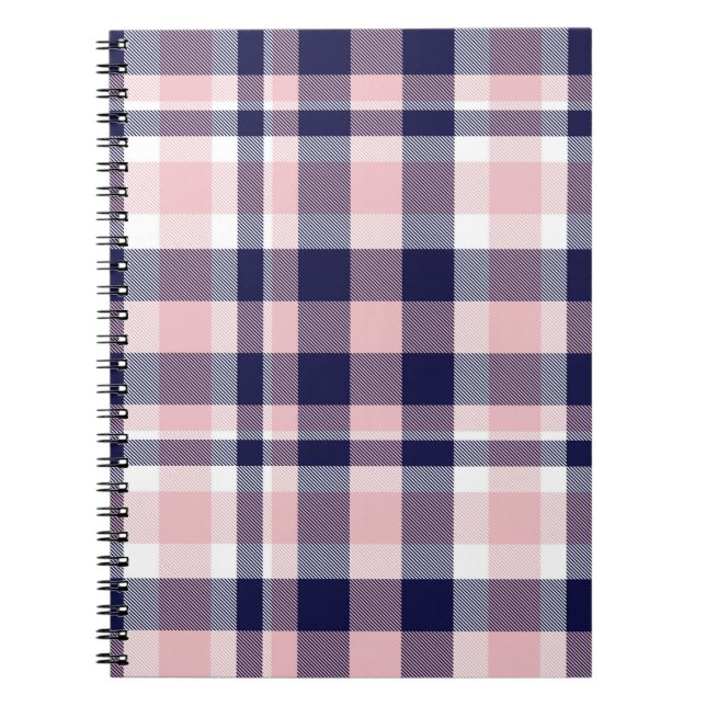 Carnet Rose et marine Plaid, à damiers, tartan sans soudu (Devant)