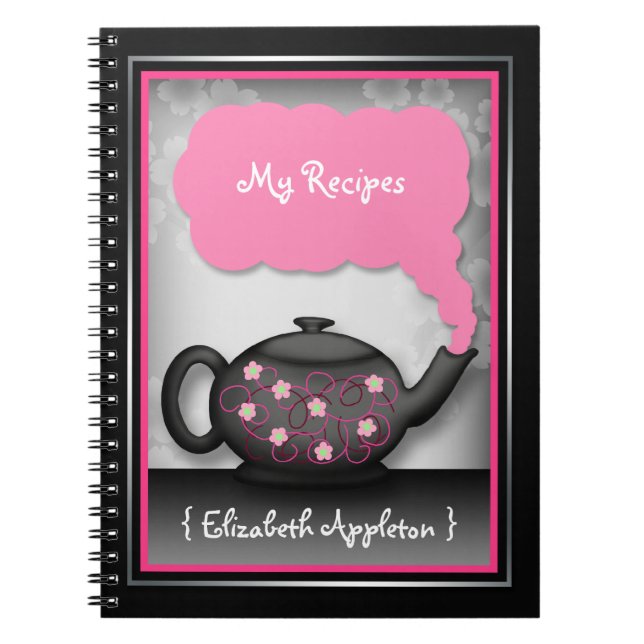 Carnet rose et noir de temps chic de thé de (Devant)