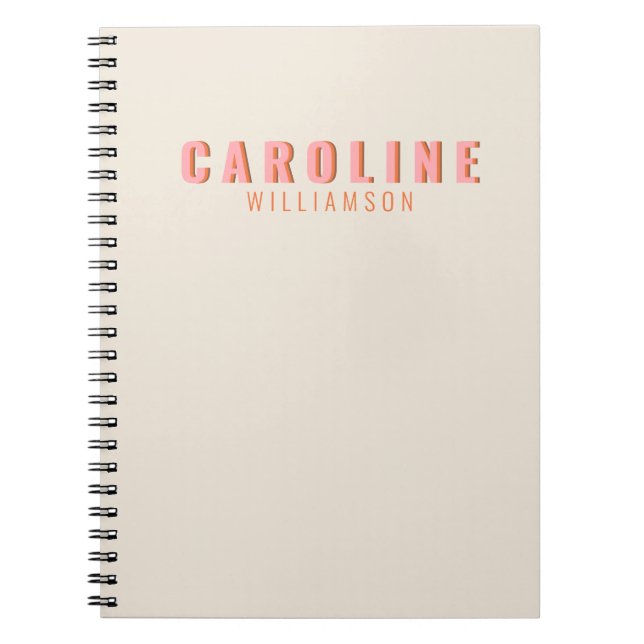Carnet Rose et Orange Rétro Typographie Créatif Personnal (Devant)