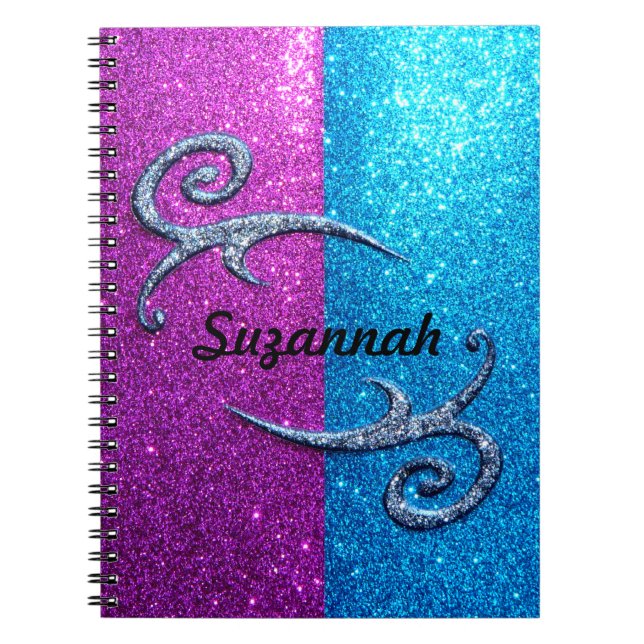 Carnet Rose et parties scintillantes et remous bleus (Devant)